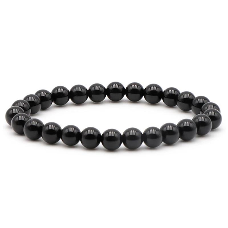 Bracelet onyx noir Brésil A (boules 7-8mm) - Taille L