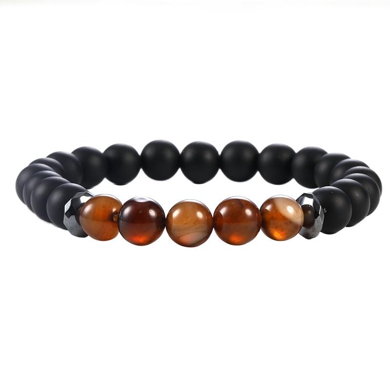 Bracelet onyx dépoli et agate (boules 8mm)