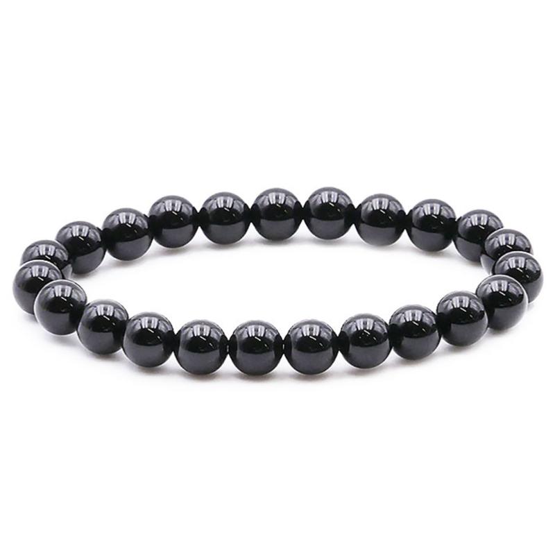 Bracelet onyx noir Brésil A (boules 7-8mm)