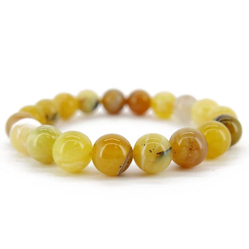 Bracelet opale jaune Mexique A (boules 10mm)