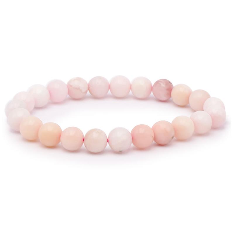 Bracelet opale rose Pérou A+ (boules 7-8mm)