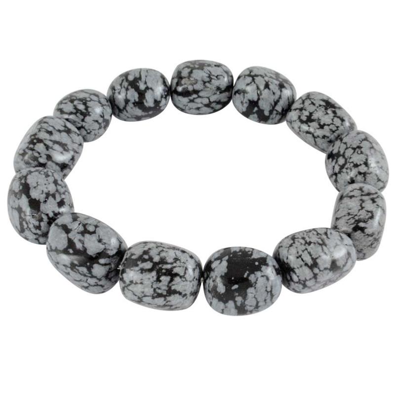 Bracelet obsidienne neige A (pierres roulées)