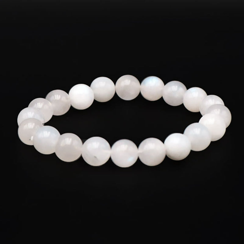 Rainbow moonstone bracelet India A (peristerite) balls 9.5-10.5mm