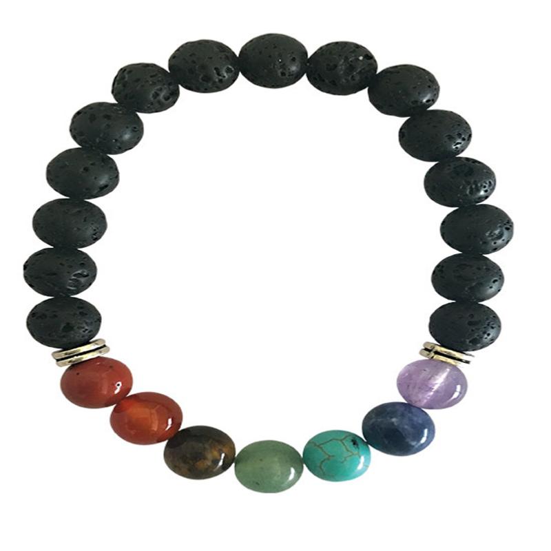 Bracelet 7 chakras et pierre de lave