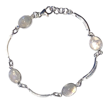 Bracelet pierre de lune  arc en ciel (péristérite) argent 925