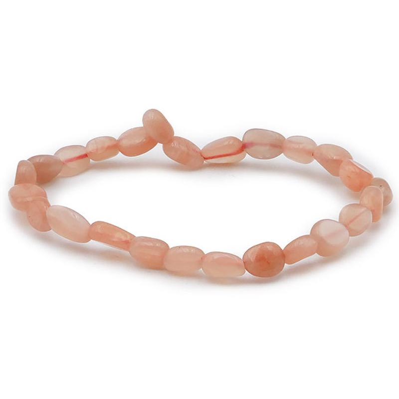 Bracelet pierre de lune rose Inde A+ (grains 5-7mm)