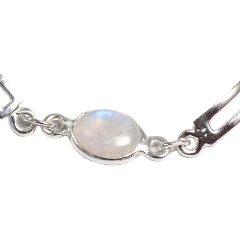 Bracelet pierre de lune  arc en ciel (péristérite) argent 925