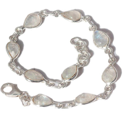 Bracelet pierre de lune arc en ciel (péristérite) argent 925