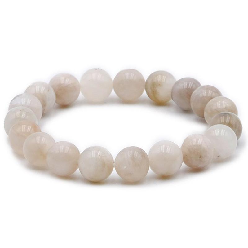 Bracelet pierre de lune beige Inde AB (boules 10mm)