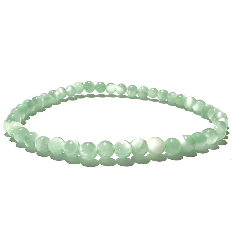 Bracelet pierre de lune verte (garniérite) Inde AA (boules 3-4mm)