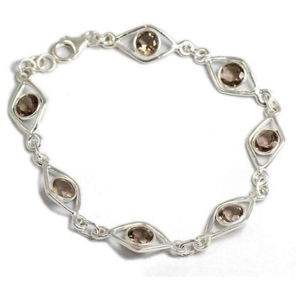 Bracelet quartz fumé Etats-Unis AA argent 925