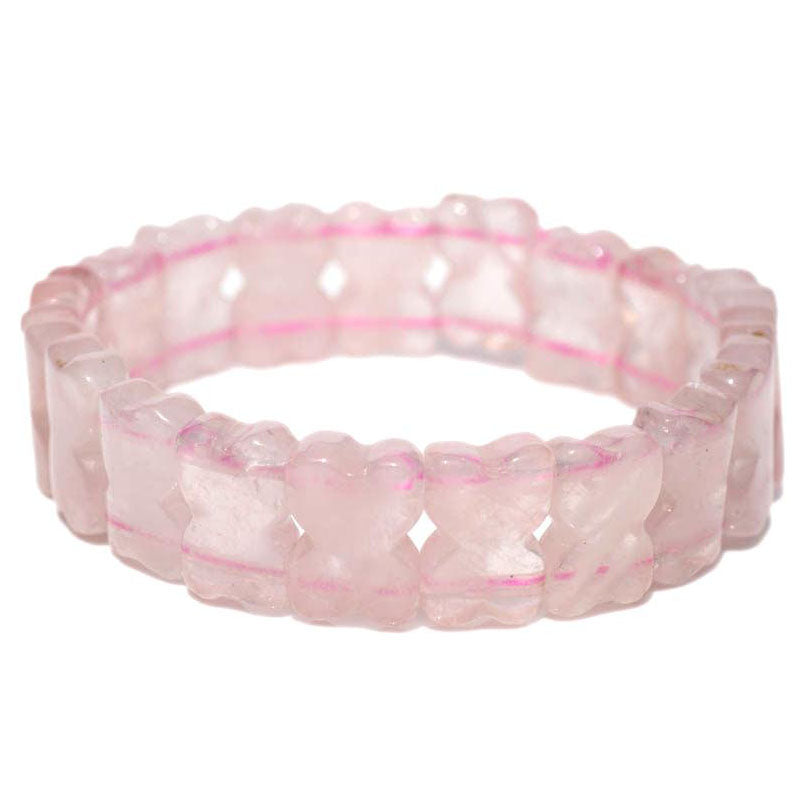 Pulsera de cuarzo rosa de Brasil A (piedras talladas)