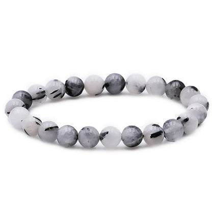 Bracelet quartz avec inclusions de tourmaline Brésil A (boules 7-8mm)