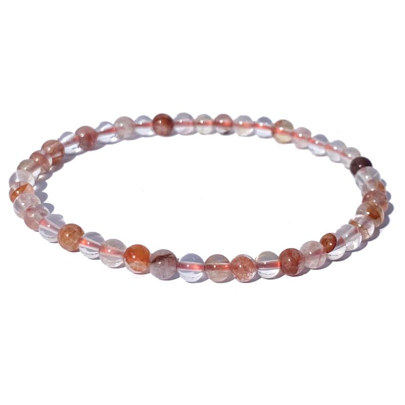 Bracelet quartz hématoide Brésil A (boules 3-4mm)