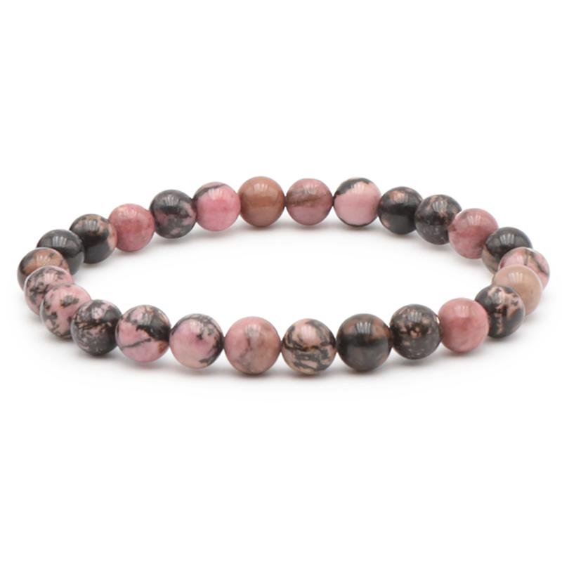 Bracelet rhodonite Madagascar AB (boules 7-8mm) - Taille L