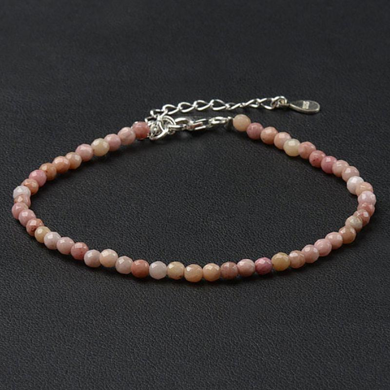 Bracelet rhodonite perles facettées argent 925