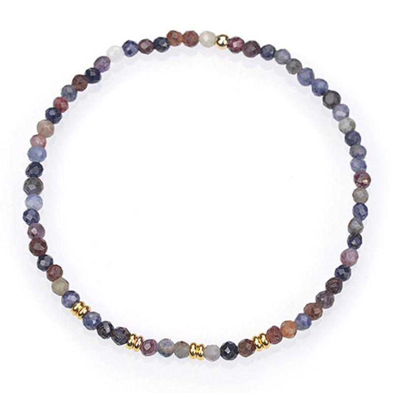 Bracelet multi Rubis et Saphir Inde A+ (perles facettées 2-3mm)