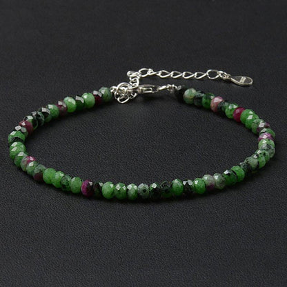 Bracelet rubis sur zoisite perles facettées argent 925