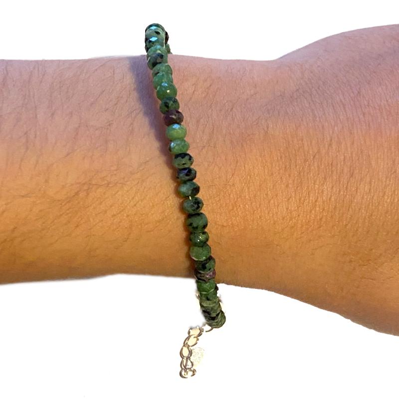 Bracelet rubis sur zoisite perles facettées argent 925