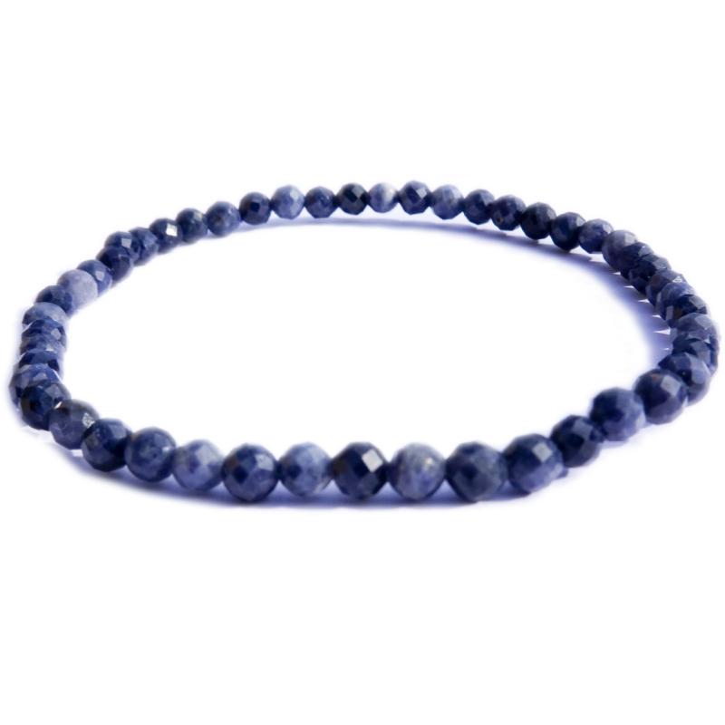 Bracelet saphir bleu Inde A (perles facettées 3-4mm)