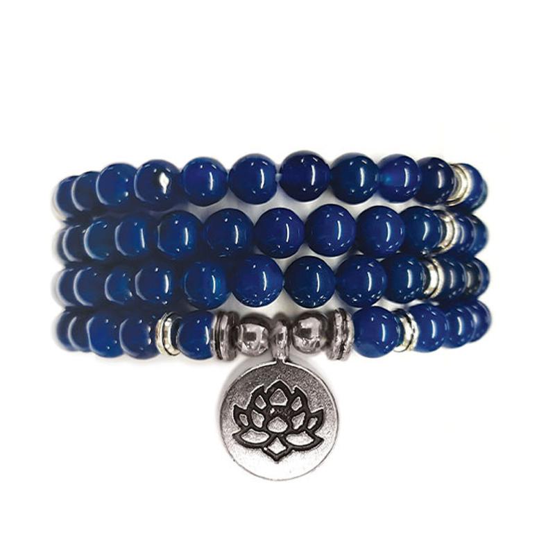 Bracelet/collier agate teintée bleue (perles d&