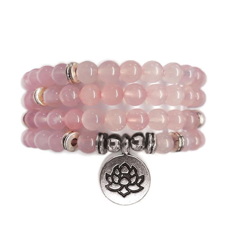 Bracelet/collier quartz rose boules 6mm (perles d&