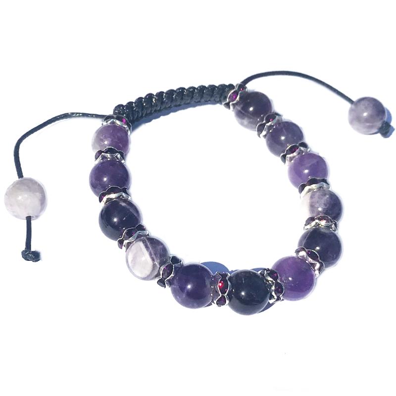 Bracelet Shamballa améthyste boules 8mm