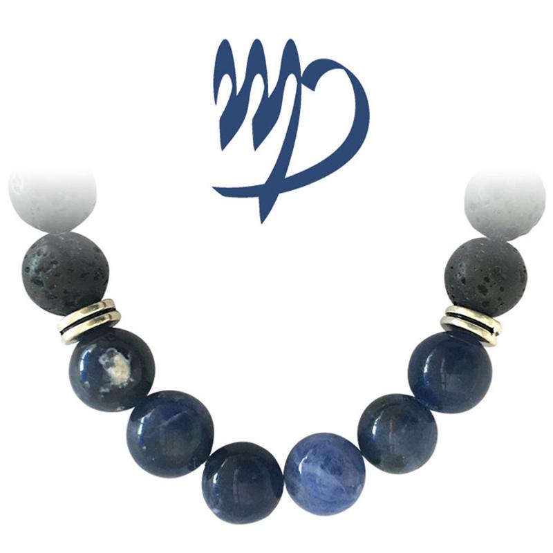 Bracelet &quot;Zodiac&quot; Vierge - Pierre de lave - Sodalite (boules 8mm)