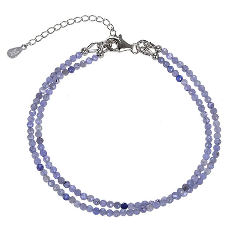 Collier tanzanite double brins (perles facettées 2,5mm)