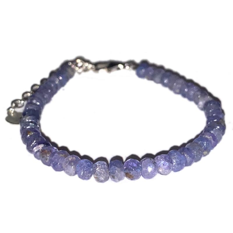 Bracelet tanzanite perles facettées 3-4mm argent 925