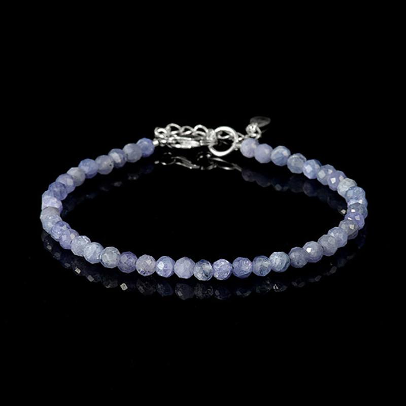 Bracelet tanzanite perles facettées argent 925