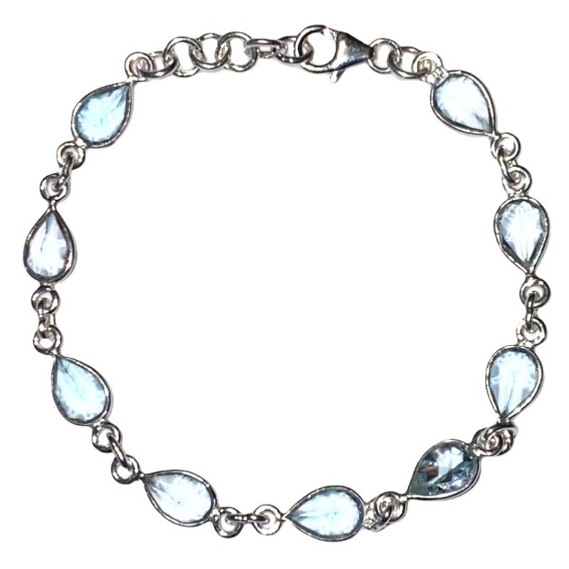 Bracelet topaze bleue Nigéria AA argent 925