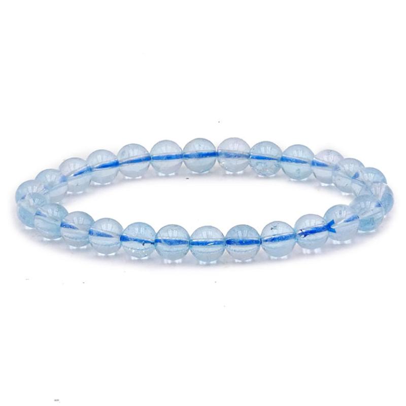 Bracelet topaze bleue Zimbabwe AAA (boules 7-8mm)