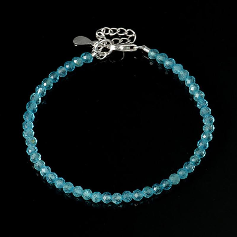 Bracelet topaze bleue perles facettées argent 925