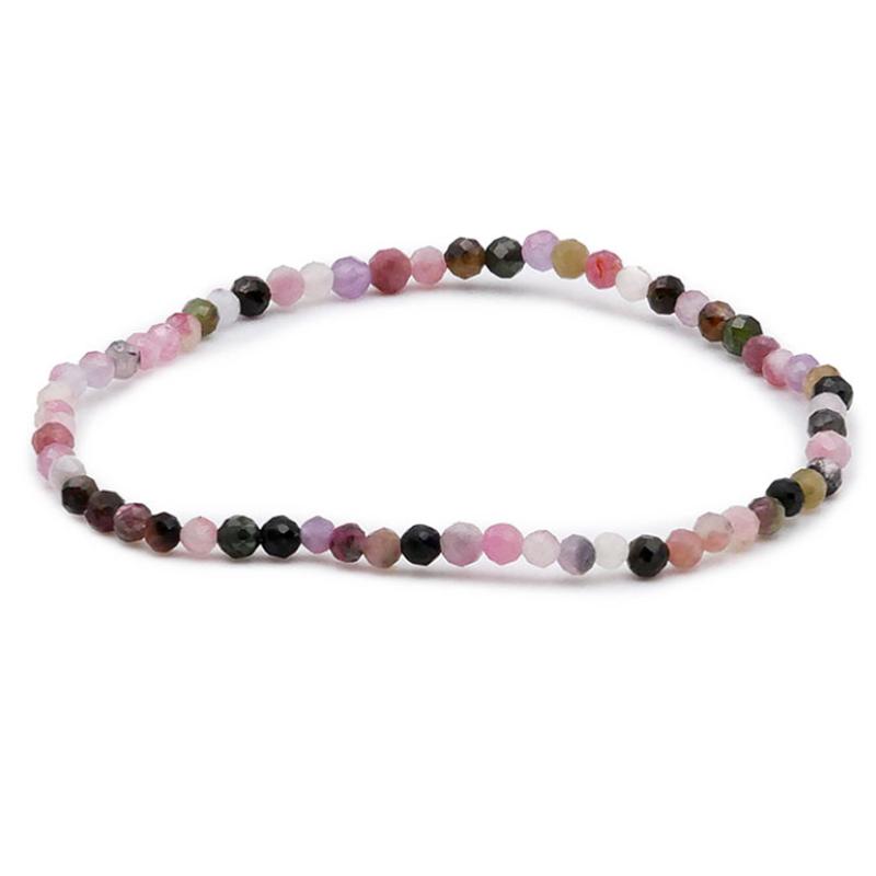 Bracelet tourmaline multicolore Brésil A (perles facettées 3-4mm)