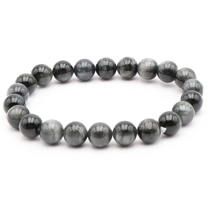 Bracelet tourmaline oeil de chat Afrique du Sud A (boules 8.5-9,5mm)