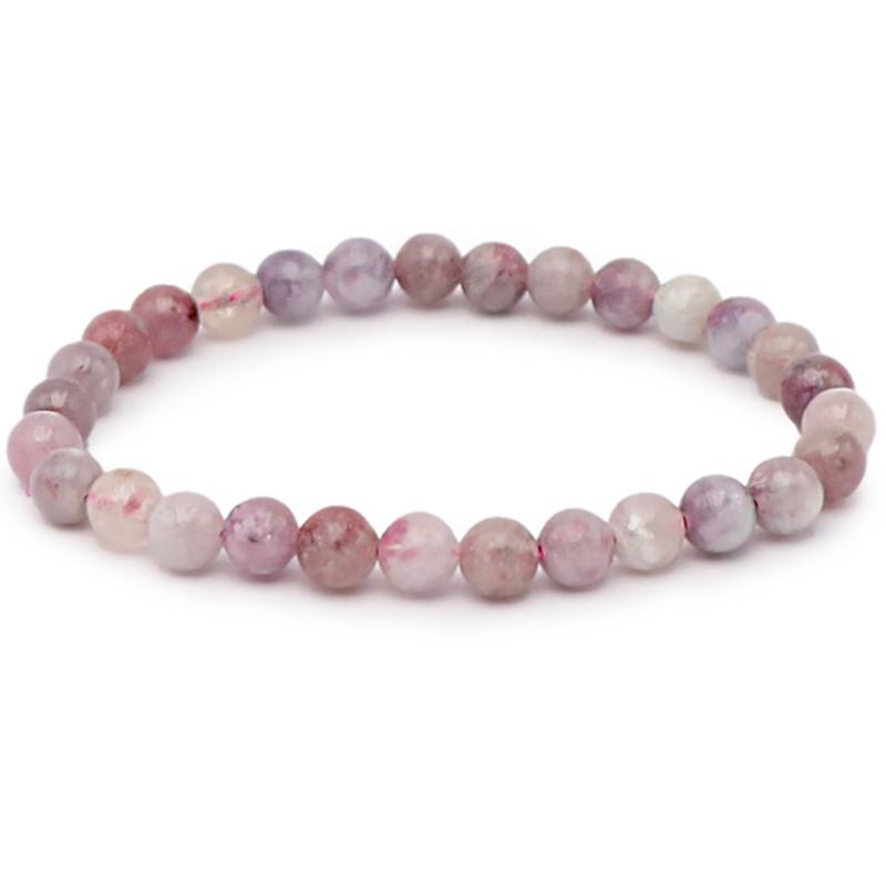 Bracelet tourmaline rose sur Eudialyte Namibie A (boules 5-6mm)