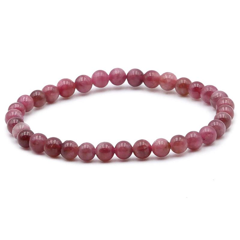 Bracelet tourmaline rose Brésil A+ (rubélite) boules 5-6mm