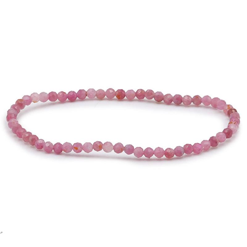 Bracelet tourmaline rose ou rubélite  Brésil A (perles facettées 3-4mm)