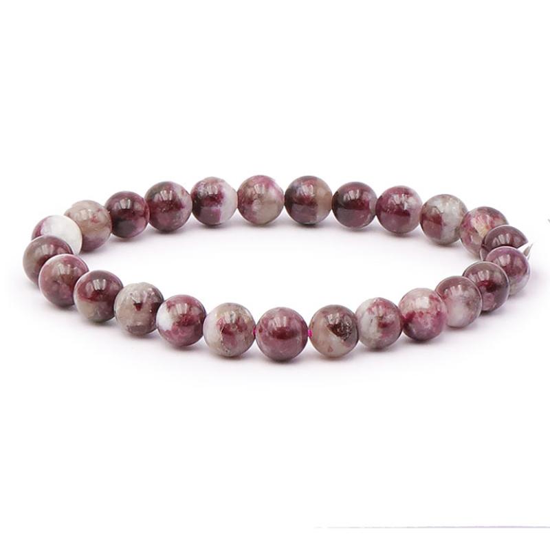 Bracelet tourmaline rose sur quartz Brésil A+ (boules 7-8mm)