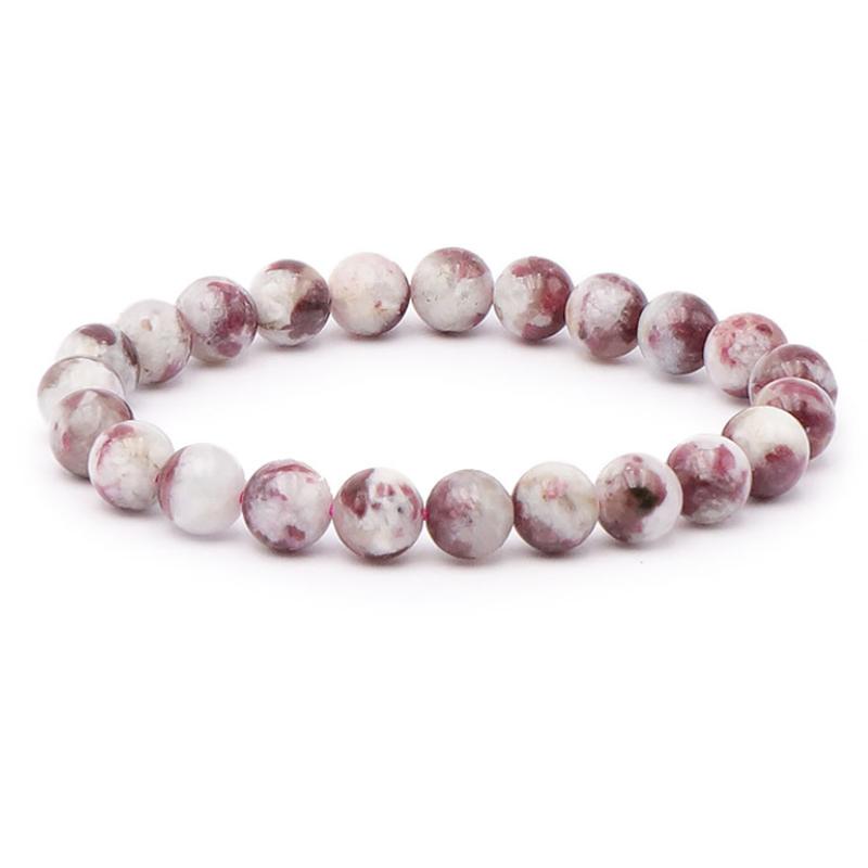 Bracelet tourmaline rose sur quartz Brésil  A+ (boules 8-9mm)