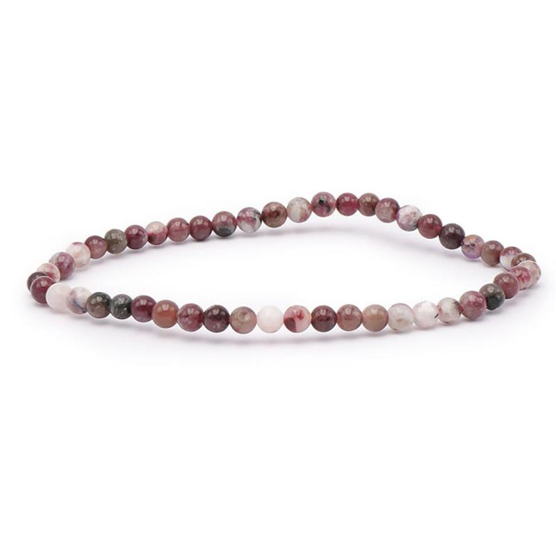 Bracelet tourmaline rose sur quartz Brésil A+ (boules 3-4mm)