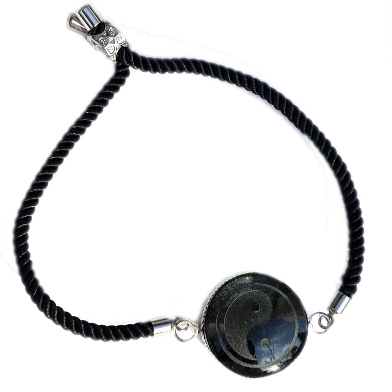 Bracelet Ying Yang obsidienne dorée