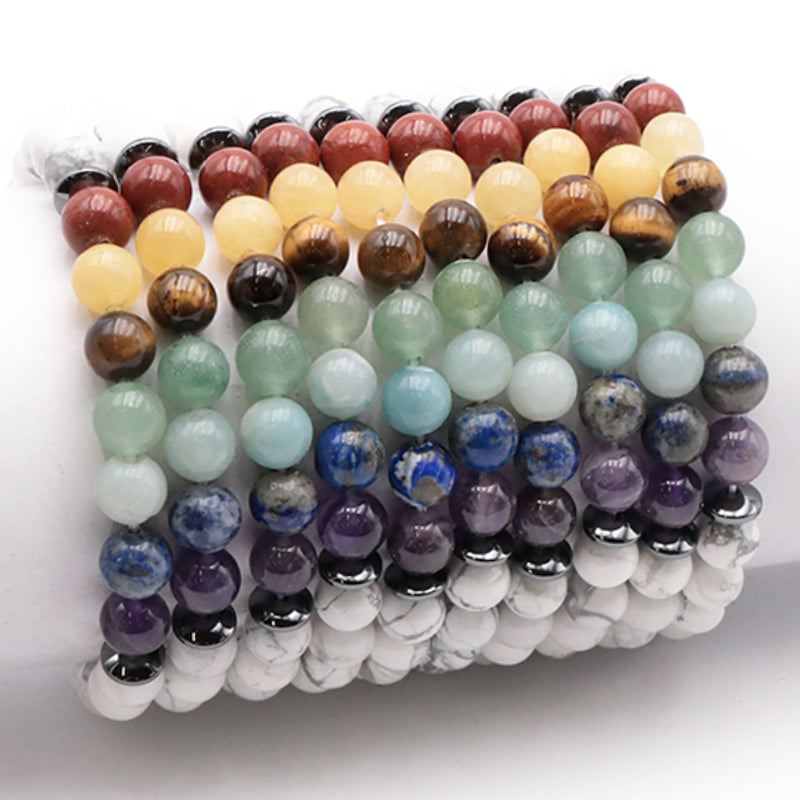 7 chakras howlite bracelet A (7-8mm balls)