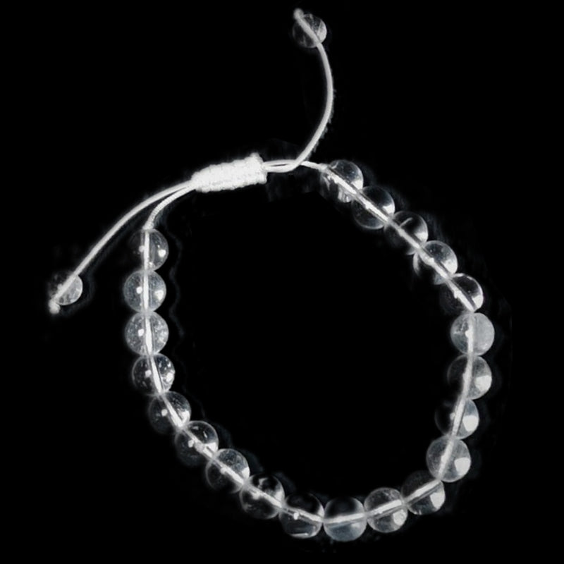 Bracelet réglable coulissant cristal de roche Brésil A boules 8mm