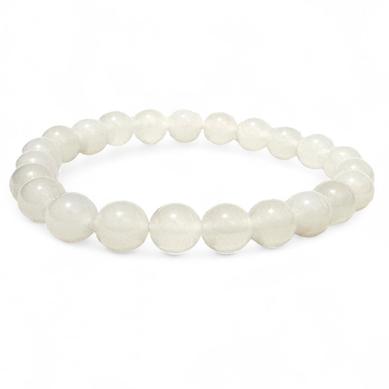 Bracelet agate blanche Inde A (boules 7-8mm)