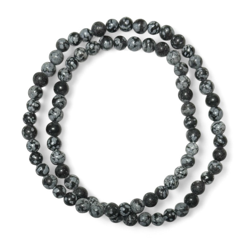 Collier/Bracelet obsidienne neige Mexique A (boules 5-6mm)