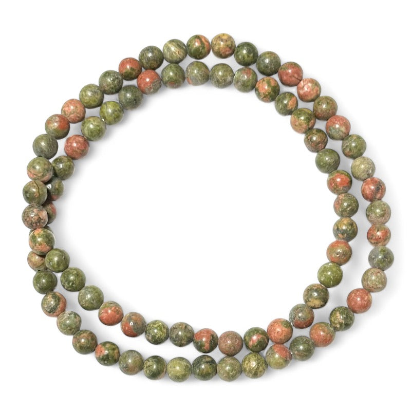 Collier/Bracelet unakite Afrique du Sud A (boules 5-6mm)