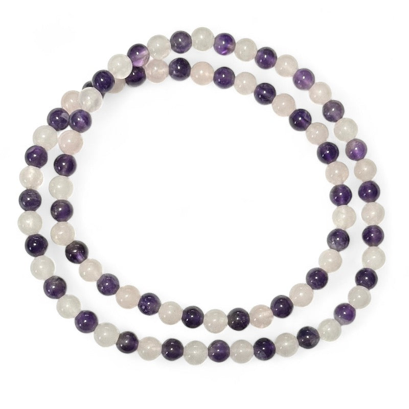 Collier/Bracelet amethyste quartz rose Brésil A (boules 5-6mm)