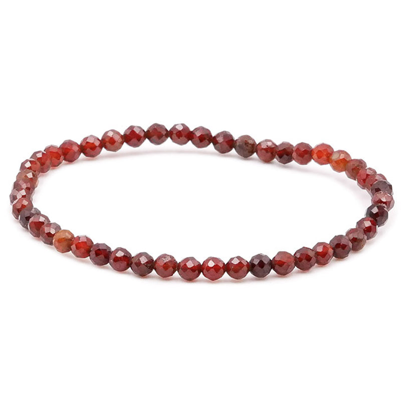 Pulsera de granate rojo almandino Pakistán A cuentas facetadas 3-4mm